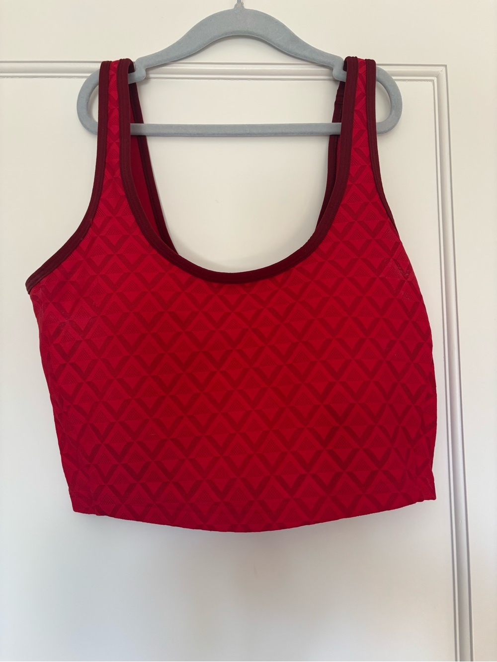 lululemon athletica Red Geometric Crop Tank. Lined with removable pads. Small